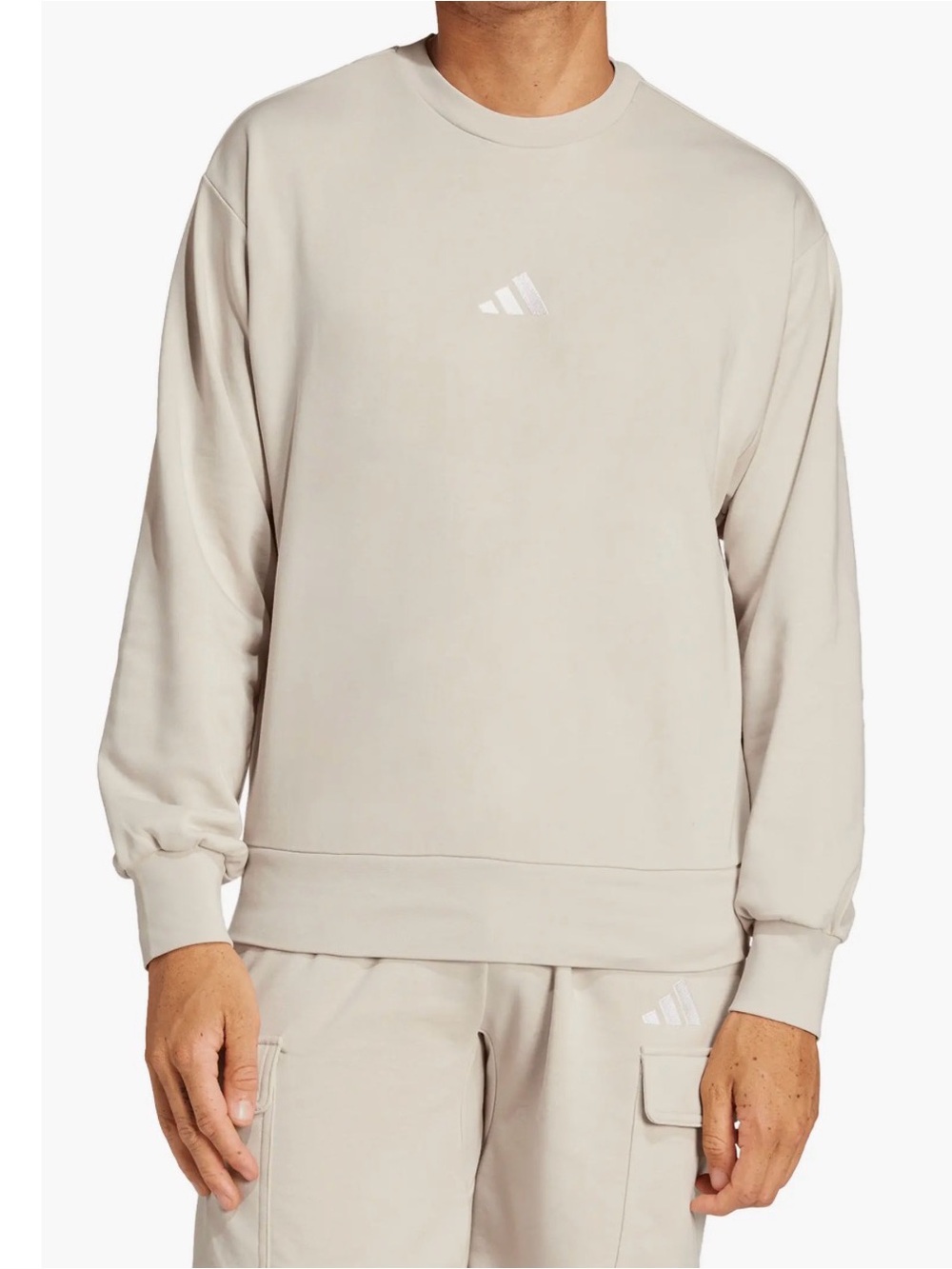 adidas unisex Light Beige Crewneck Sweatshirt & Pant Set